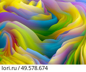 Geometry of Random. Dimensional Wave series. Creative arrangement of Swirling Color Texture. 3D Rendering of random turbulence in relevance to art, creativity and design. Стоковое фото, агентство Ingram Publishing / Фотобанк Лори