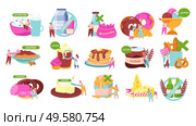 Lactose gluten intolerance diet flat recolor set with allowed forbidden food spaghetti sausage cheese pancakes vector illustration. Стоковая иллюстрация, агентство Ingram Publishing / Фотобанк Лори
