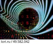 Emergence of the Mind series. Background of human head silhouettes and number grids on the subject of general artificial intelligence and modern technology. Стоковое фото, агентство Ingram Publishing / Фотобанк Лори
