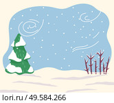 Landscape with trees and bushes covered with snow. Blizzard in tranquil rural area or countryside. Wintertime with traditional snowfalls and frosts. Cold weather in forest with pine spruce vector. Winter Weather Blizzard in Forest, Snowy Ground. Стоковая иллюстрация, агентство Ingram Publishing / Фотобанк Лори