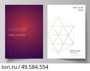 Vector layout of A4 format modern cover mockups design templates for brochure, magazine, flyer, booklet, report. 3d polygonal geometric modern design abstract background. Science or technology vector. Vector layout of A4 format modern cover mockups design templates for brochure, magazine, flyer, booklet, report. 3d polygonal geometric modern design abstract background. Science or technology vector. Стоковая иллюстрация, агентство Ingram Publishing / Фотобанк Лори