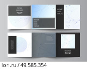 Vector layout of square format covers templates for trifold brochure, flyer, magazine, cover design, book design, brochure cover. Blue medical background with connecting lines and dots, plexus. Vector layout of square format covers templates for trifold brochure, flyer, magazine, cover design, book design, brochure cover. Blue medical background with connecting lines and dots, plexus. Стоковая иллюстрация, агентство Ingram Publishing / Фотобанк Лори