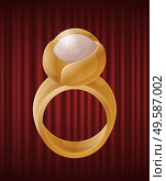 Luxury golden ring with bright white pearl. Elegant and luxurious accessory with nacre stone. Expensive mineral, metallic jewelry. Gift for woman vector. Golden Ring with Bright Pearl, Jewelry Vector. Стоковая иллюстрация, агентство Ingram Publishing / Фотобанк Лори