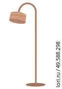 Brown torchiere or floor lamp isolated on white. Stylish piece of furniture for living room. Home decoration, sweet home concept flat vector illustration. Brown Torchiere Floor Lampshade Isolated Vector. Стоковая иллюстрация, агентство Ingram Publishing / Фотобанк Лори