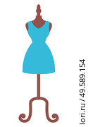 Short summer blue dress on mannequin isolated on white background. Woman fashion clothes collection. Big sales in shop concept flat vector illustration. Blue Dress on Mannequin Isolated Vector Image. Стоковая иллюстрация, агентство Ingram Publishing / Фотобанк Лори