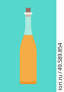 Long glass bottle full of golden colored liquid. Container of viscous substance closed by plug. Vegetable oil produced by plants and used in cooking and food preparation. Vector illustration in flat. Vegetable Oil in Glass Bottle, Liquid for Cooking. Стоковая иллюстрация, агентство Ingram Publishing / Фотобанк Лори