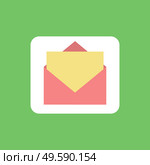 Message paper with info in envelope vector, card correspondence isolated icon. Business chatting, document with letter, mail postal delivery of data. Message Paper with Info in Envelope Card Icon. Стоковая иллюстрация, агентство Ingram Publishing / Фотобанк Лори