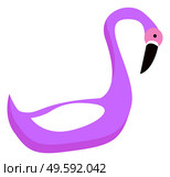 Exotic animal flamingo vector, isolated bird with purple feathers and big beak looking aside flat style. Decoration for party, inflatable balloon photozone, accessory of tropical fauna with plumage. Purple Flamingo Bird Tropical Exotic Animal Vector. Стоковая иллюстрация, агентство Ingram Publishing / Фотобанк Лори