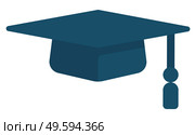 Square academical or graduate cap. Item of academic dress consisting of horizontal square board with tassel attached to center. Trencher isolated on white background. Vector illustration in flat style. Blue Square Academic or Graduate Cap with Tassel. Стоковая иллюстрация, агентство Ingram Publishing / Фотобанк Лори