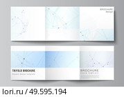 Vector layout of square format covers templates for trifold brochure, flyer, magazine, cover design, book design, brochure cover. Blue medical background with connecting lines and dots, plexus. Vector layout of square format covers templates for trifold brochure, flyer, magazine, cover design, book design, brochure cover. Blue medical background with connecting lines and dots, plexus. Стоковая иллюстрация, агентство Ingram Publishing / Фотобанк Лори