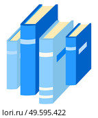 Stack of books. Literature for home or public library for reading interesting stories, novels and romances. Textbooks have hard cover and different shades of blue color. Vector illustration flat style. Literature for Home Reading, Stack of Books. Стоковая иллюстрация, агентство Ingram Publishing / Фотобанк Лори