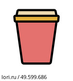 Colored Disposable cup with lid. Simple food icon in trendy line style isolated on white background for web apps and mobile concept. Vector Illustration. EPS10. Colored Disposable cup with lid. Simple food icon in trendy line style isolated on white background for web apps and mobile concept. Стоковая иллюстрация, агентство Ingram Publishing / Фотобанк Лори