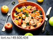 Oriental dessert made from baked fruits,berries and suluguni cheese. Baked fruits,berries with cheese. Стоковое фото, агентство Ingram Publishing / Фотобанк Лори