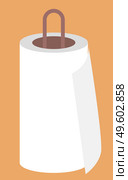 Paper towels or kitchen roll for home. Absorbent tissue made from paper to soak up water. It used in purpose of drying hands, wiping windows and other surfaces. Vector illustration in flat style. Paper Towels or Kitchen Roll to Dry, Wipe and Soak. Стоковая иллюстрация, агентство Ingram Publishing / Фотобанк Лори