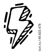 Lightning sign vector illustration. A sign of strength, speed, movement. Sign of electric spark. Risk of electric shock. Natural phenomenon symbol of destruction. Cartoon thunder sign black lines. Lightning sign vector illustration. A sign of strength, speed, movement. Sign of electric spark. Стоковая иллюстрация, агентство Ingram Publishing / Фотобанк Лори