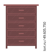 Commode, wooden chest of drawers icon with closed drawers and handles, storage place, bureau or night table, furniture for interior design of home or office, dresser, cupboard, house decor item. Commode, wooden chest of drawers icon with closed drawers and handles, storage place, bureau. Стоковая иллюстрация, агентство Ingram Publishing / Фотобанк Лори