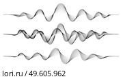 Vector background with abstract wave. Vector abstract flowing black wave lines isolated on white background. Transparent design element for technology, science, modern concept. Modern science banner halftone effect. Music equalizer or soundwave concept. Vector background with set abstract black wave. Стоковая иллюстрация, агентство Ingram Publishing / Фотобанк Лори
