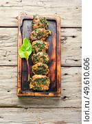 Homemade diet cutlets made from fresh chard.Vegetarian cuisine,vegan fritter. Vegetarian chard cutlet. Стоковое фото, агентство Ingram Publishing / Фотобанк Лори