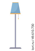 Decorative floor lamp tripod isolated on the white background.. Original sample model with blue coated and solid metal legs. Furniture for loft, living room, bedroom, study class and office. Decorative floor lamp tripod. Original sample model with blue coated and solid metal legs. Стоковая иллюстрация, агентство Ingram Publishing / Фотобанк Лори