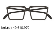 Glasses isolated on white background. Black-rimmed square glasses. An item designed to enlarge the image. Device for the visually impaired, created to improve the human vision vector illustration. Black glasses isolated on white background. Item for improving human vision vector illustration. Стоковая иллюстрация, агентство Ingram Publishing / Фотобанк Лори