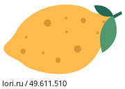 Yellow lemon with a green leaf flat vector illustration. Sour citrus isolated on a white background. Lemon tree fruit with dark speck. Citrus plucked with a twig and leaves, grown in Greece. Yellow lemon with a green leaf vector illustration. Sour citrus isolated on a white background. Стоковая иллюстрация, агентство Ingram Publishing / Фотобанк Лори