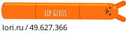 Closed orange lip gloss tube. Lip cream plastic opaque bottle with a screw cap bunny-shaped with ears isolated on white. Lip care cosmetic accessory. Part of series of korean decorative cosmetics item. Closed orange lip gloss tube. Lip cream plastic opaque bottle with a screw cap bunny-shaped. Стоковая иллюстрация, агентство Ingram Publishing / Фотобанк Лори