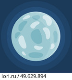 Cartoon fantastic planet on dark blue space background. Cosmic object solar system astronomical element. Space game element vector objects round shape. Celestial body in orbit around a star. Fantastic yellow planet on dark blue space background. Cosmic object solar system element. Стоковая иллюстрация, агентство Ingram Publishing / Фотобанк Лори