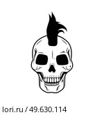 Skull big image representing cranium with hair, wearing punk haircut, detailed picture represented on vector illustration isolated on white. Skull Big Image on Vector Illustration Isolated. Стоковая иллюстрация, агентство Ingram Publishing / Фотобанк Лори