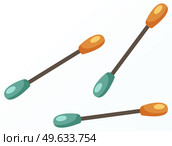 Cotton swabs personal care and medical supplies. Bamboo, sterile wadded ear sticks isolated on white. Zero waste. Eco friendly cosmetic accessory care for environment. Sanitary stick with soft tip. Cotton swabs personal care and medical supplies. Bamboo, sterile wadded ear sticks isolated on white. Стоковая иллюстрация, агентство Ingram Publishing / Фотобанк Лори