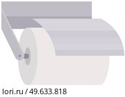 Toilet paper roll with metal holder. illustration in flat style, hygienic element isolated on white background. Round coiled clean paper, vectoe template home attribute of individual sanitary care. Toilet paper roll with metal holder. illustration in flat style, hygienic element isolated on white. Стоковая иллюстрация, агентство Ingram Publishing / Фотобанк Лори