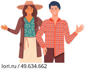 People greeting gesture. Different nations representatives waving hand saying hi. Men, women say hello. People waving hands and gesturing in friendly way. Characters wave their hand and say welcome hi. People greeting gesture. Different nations representatives waving hand saying hello. Стоковая иллюстрация, агентство Ingram Publishing / Фотобанк Лори
