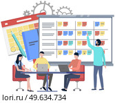 Business strategy planning, project management. Tasks planing concept. Business working process, time management and teamwork. Start up plan process. Data analysis and analytic. Kaizen philosophy. Business strategy planning, project management. Tasks planing. Data analysis and analytic. Kaizen philosophy. Стоковая иллюстрация, агентство Ingram Publishing / Фотобанк Лори