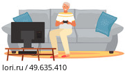Old people play video game. Modern senior people gadgets. Oldster education computer. Old progressive use modern technology. Learning to use PC. Elderly couple gadgets. Aging parents video conference. Old people play video game. Senior people with different gadgets. Oldster education on computer. Стоковая иллюстрация, агентство Ingram Publishing / Фотобанк Лори