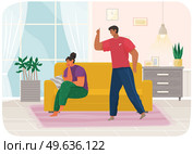 Young people quarreling at home. Man and woman couple in bad relationship. Arguing, reprimanding, having argument fight. Husband and wife breakup. Family conflicts. Marriage crisis. Guy yells at girl. Young couple quarreling. Man and woman shout at each other in bad relationship. Arguing reprimanding. Стоковая иллюстрация, агентство Ingram Publishing / Фотобанк Лори
