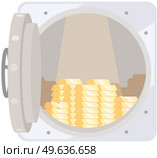 Opened silver metallic bank vault with gold bars inside. Income and high earnings in gold bars. Valuable metal as symbol of wealth and success. Saving people money in form of metal and ingots. Opened silver metallic bank vault with gold bars. Valuable metal as symbol of wealth and success. Стоковая иллюстрация, агентство Ingram Publishing / Фотобанк Лори