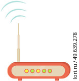Router, wi fi connection technological device. Router vector symbol, modern equipment illustration. Device for transmitting Internet signal over a distance, electronic communication appliance isolated. Router, wi fi connection technological device. for transmitting Internet signal over a distance. Стоковая иллюстрация, агентство Ingram Publishing / Фотобанк Лори