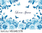 Beautiful watercolor card with peony flowers and orchid flover, lilies and tulips. Butterflis, berries and plants. Illustration. Beautiful watercolor card with peony flowers and orchid flover, lilies and tulips. Butterflis, berries and plants. Стоковое фото, агентство Ingram Publishing / Фотобанк Лори