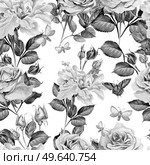 Watercolor pattern with peony and roses flowers. Illustrations. Watercolor pattern with peony and roses flowers. Стоковое фото, агентство Ingram Publishing / Фотобанк Лори