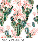 Water?olor pattern with cactus . Illustration. Watercolor pattern with cactus . . Стоковое фото, агентство Ingram Publishing / Фотобанк Лори
