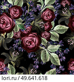 Bright watercolor seamless pattern with flowers lilies, roses and lilacs. illustrations. Bright watercolor seamless pattern with flowers lilies, roses and lilacs. . Стоковое фото, агентство Ingram Publishing / Фотобанк Лори