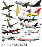 Collage of different modern airplanes. Стоковое фото, фотограф Яков Филимонов / Фотобанк Лори