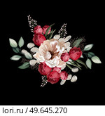 Elegant bouquet with peonies, roses and eucalyptus leaves. Illustration. Elegant bouquet with peonies, roses and eucalyptus leaves. Стоковое фото, агентство Ingram Publishing / Фотобанк Лори