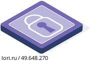 Lock checkmark icon. Vector isometric, color web padlock, isometric style. Creative illustration design, graphic idea for infographics. Phone security system application icon mobile app for smartphone. Phone security system application, mobile app for smartphone. Lock, padlock checkmark icon. Стоковая иллюстрация, агентство Ingram Publishing / Фотобанк Лори