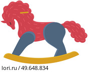 Baby swing outdoor children s toy. Colored wooden horse, plaything isolated on white background. Child can sit on hobbyhorse and sways. Equipment for children s entertainment, nursery furnishings. Baby swing outdoor children s toy. Colored wooden horse, plaything for kid s room, hobbyhorse. Стоковая иллюстрация, агентство Ingram Publishing / Фотобанк Лори