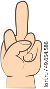 Human hand with clenched fist and middle finger up. Fuck you, symbol vector illustration. Rude, impolite, disrespectful manner, behavior. Insulting. Outrageous and contemptuous expression of emotion. Human hand with clenched fist and middle finger up. Fuck you, symbol. Flat vector illustration. Стоковая иллюстрация, агентство Ingram Publishing / Фотобанк Лори