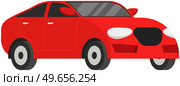 Red family car for driving on road. Transport for traveling and city trips. Flat automobile with isolated white background vector. Modern car design transport and equipment , vehicle sedan side view. Red family car for driving on road. Transport for traveling and city trips, vehicle sedan side view. Стоковая иллюстрация, агентство Ingram Publishing / Фотобанк Лори