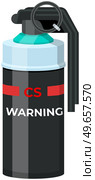 Gas cylinder with pressurized propane. Compressed gas in tank with regulator under high pressure. Cartoon Warning sign, flammable, explosion, dangerous concept. Storage of liquefied compressed oxygen. Gas cylinder with pressurized propane with warning sign. Storage of liquefied compressed oxygen. Стоковая иллюстрация, агентство Ingram Publishing / Фотобанк Лори