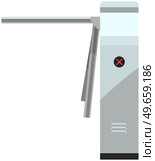 Access control turnstile, protecting tripod isolated on white background. Device for restricting passage of people installed in checkpoint. Equipment with magnetic pickup, tourniquet, turnstile. Device for restricting passage in checkpoint. Equipment with magnetic pickup, tourniquet, turnstile. Стоковая иллюстрация, агентство Ingram Publishing / Фотобанк Лори