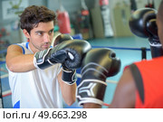 portrait of people during boxing practice on the ring. Стоковое фото, агентство Ingram Publishing / Фотобанк Лори