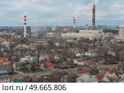 CHP minsk huge pipes with steam. Belarus. Стоковое фото, агентство Ingram Publishing / Фотобанк Лори